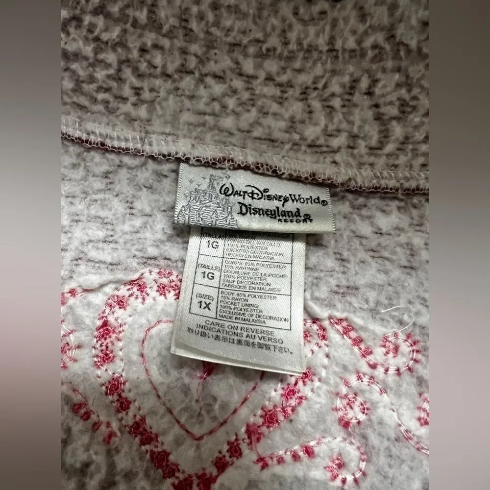 Disney Disneyland 1x Minnie and Mickey zipper jacket pink white Valentine’s Day - Picture 8 of 13